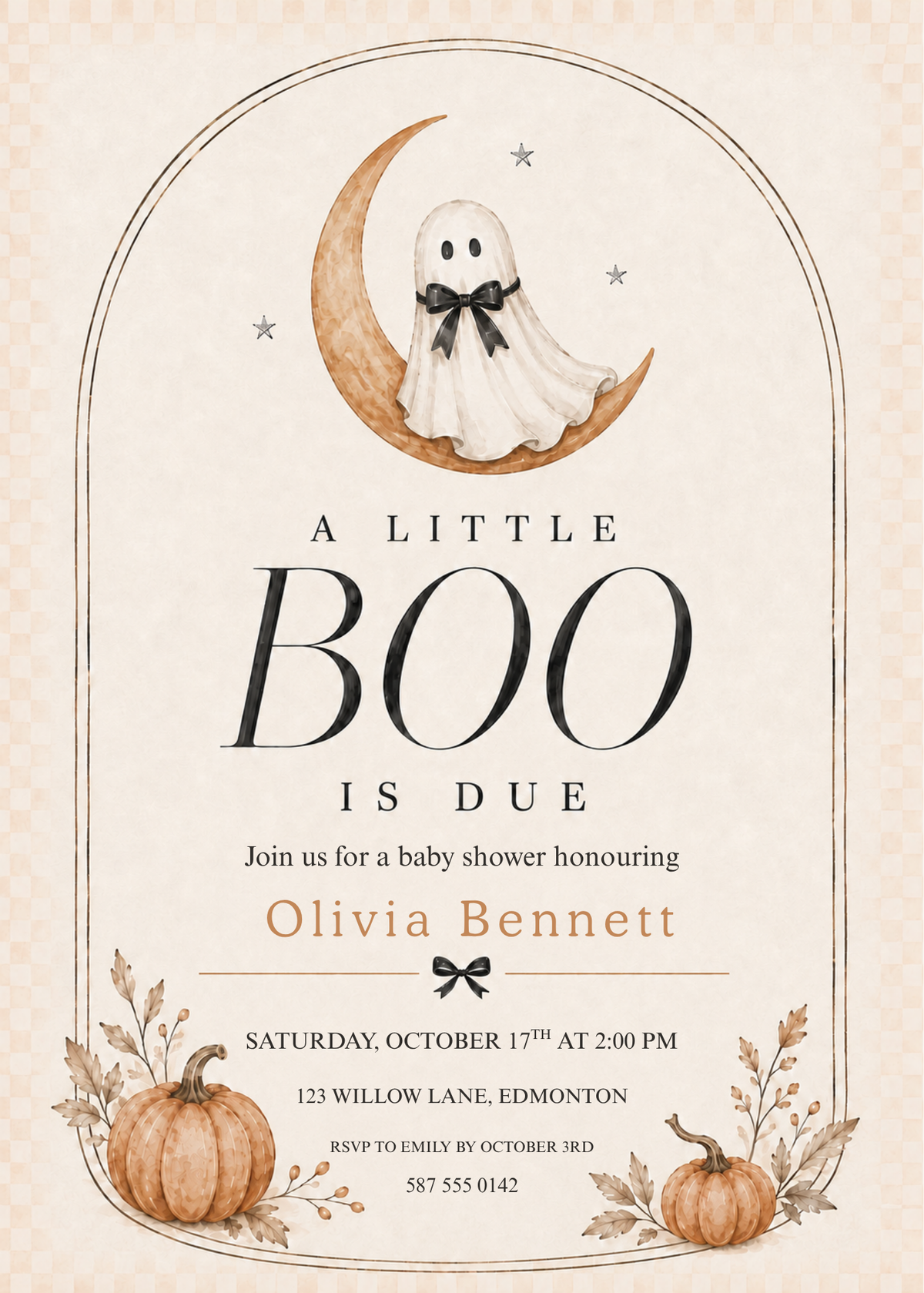 A Little Boo Is Due Halloween Baby Shower Invitation | Editable Template