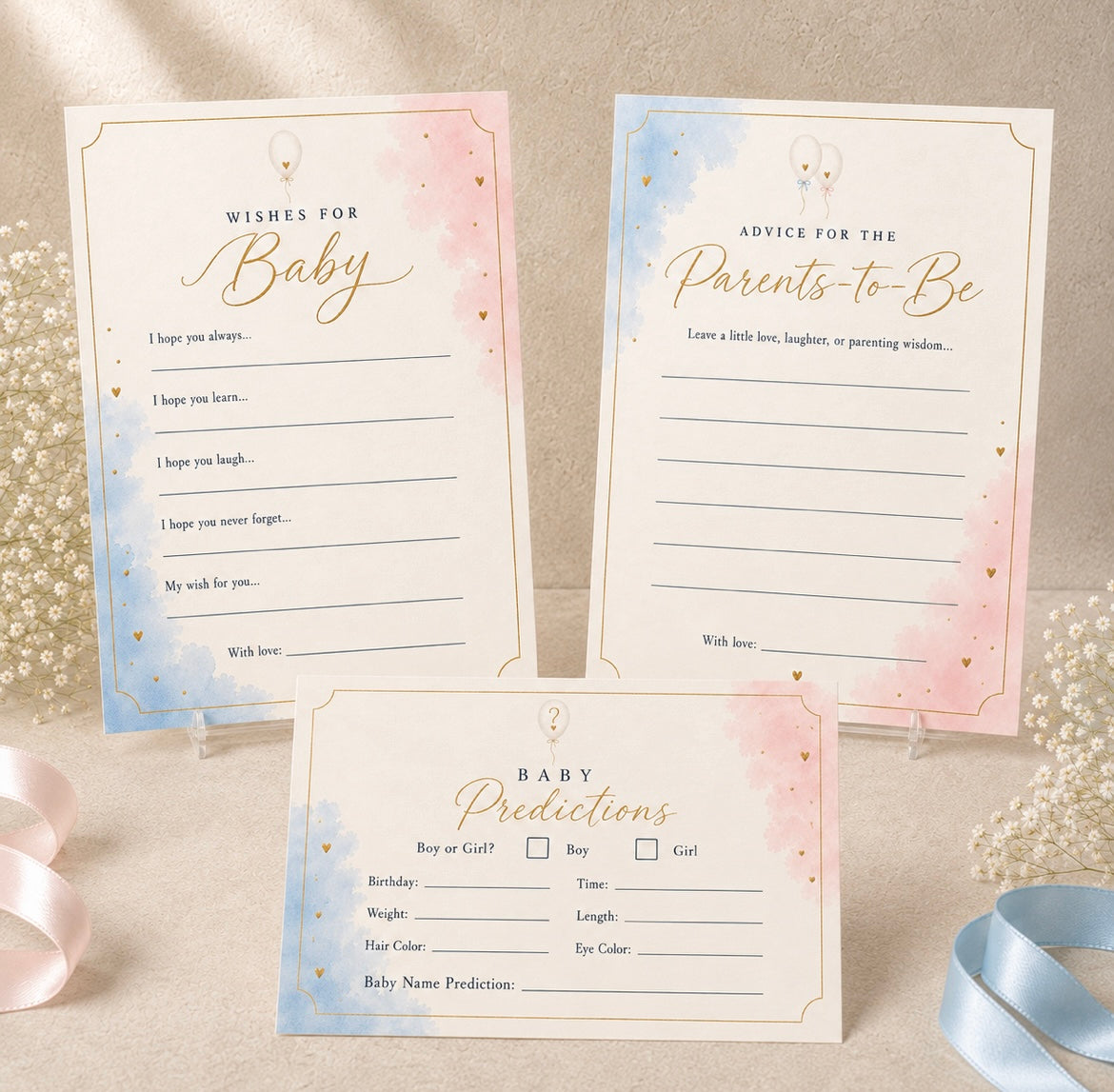 Wishes for Baby, Advice for Parents-to-Be and Baby Predictions printable cards