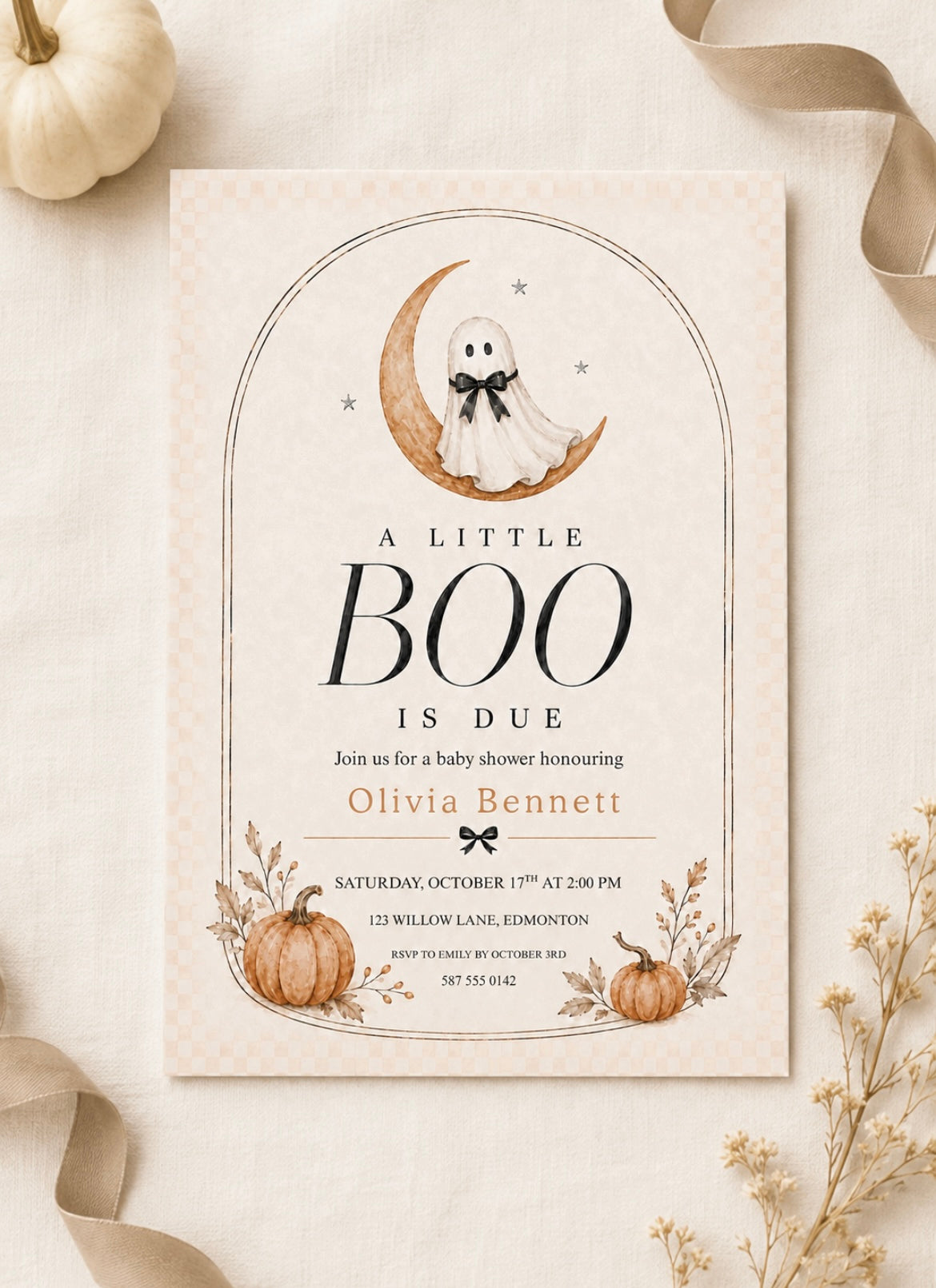 A Little Boo Is Due Halloween Baby Shower Invitation | Editable Template