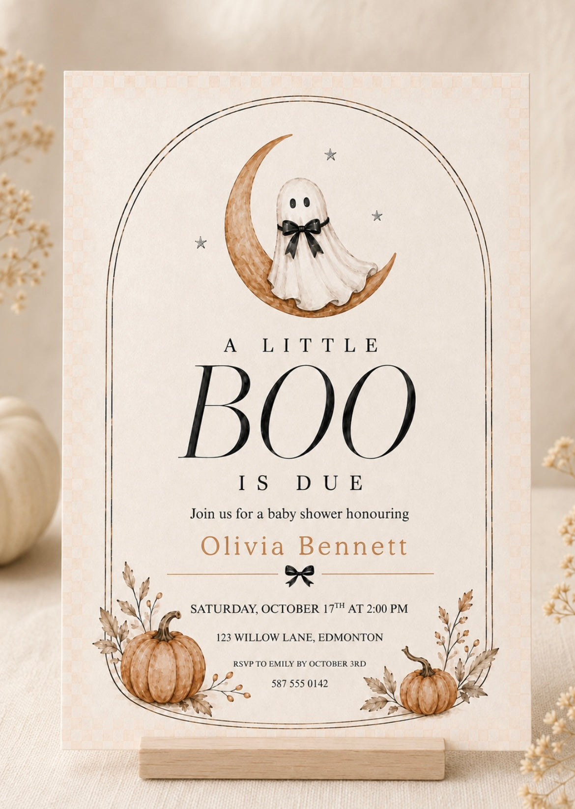 A Little Boo Is Due Halloween Baby Shower Invitation | Editable Template