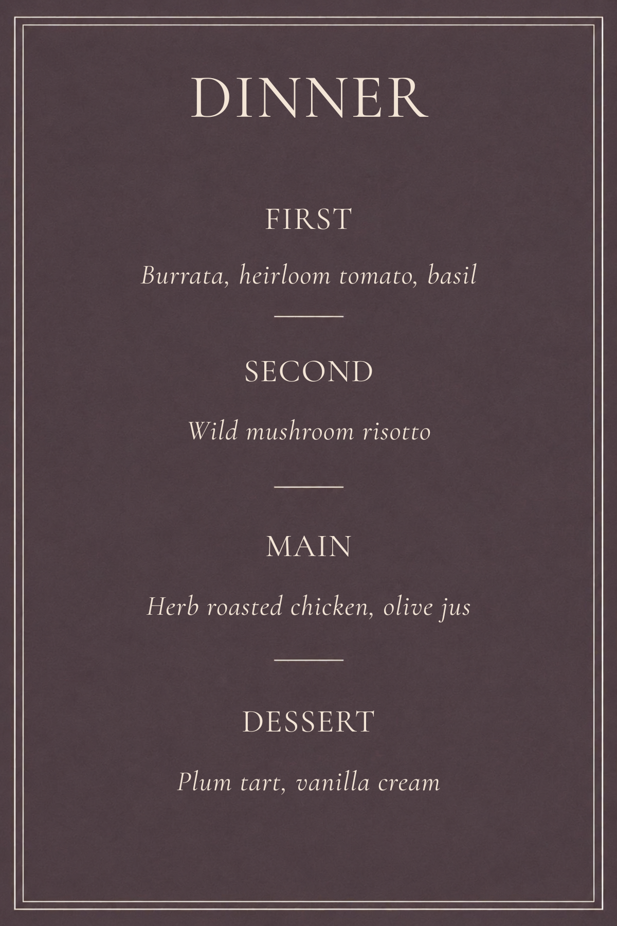canva dinner card