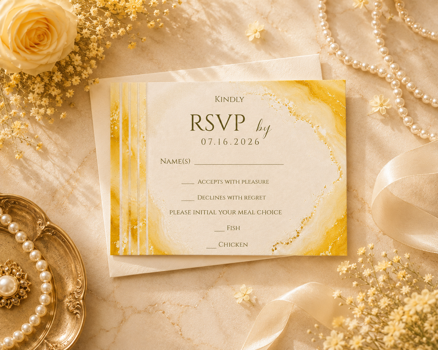 Gold Marble Wedding Invitation Suite