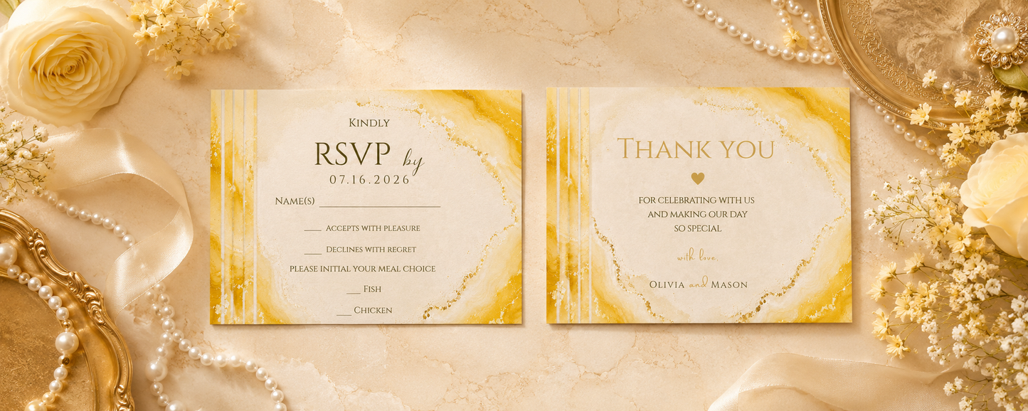Gold Marble Wedding Invitation Suite
